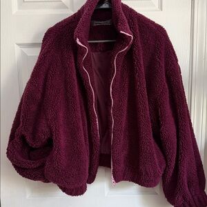 Kimchi Blue Urban Outfitters Deep Burgundy Teddy Jacket